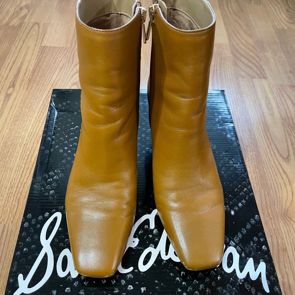 Sam Edelman tawny brown leather booties.